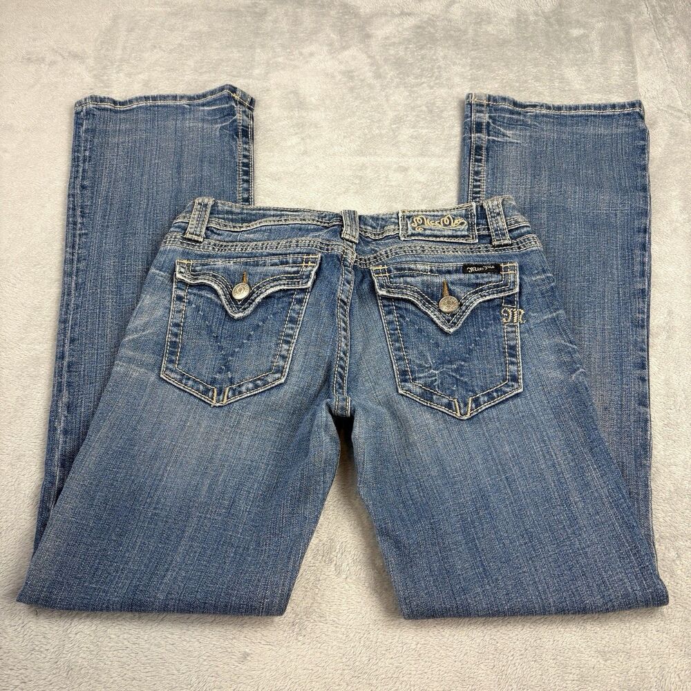 Vintage Y2K Miss Me Jeans Women 30 Bootcut Low Rise Tan Thick Stitch JP4896EC3